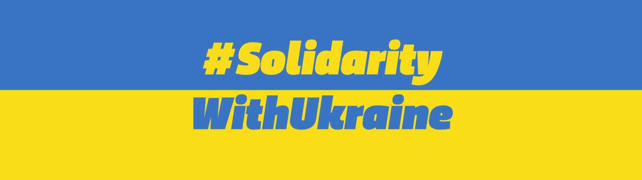 Ukraine Flagge mit # Solidarität 