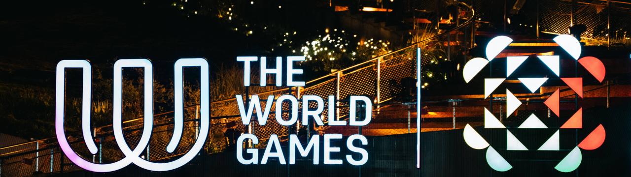World Games-Logo auf dunklem Hintergrund