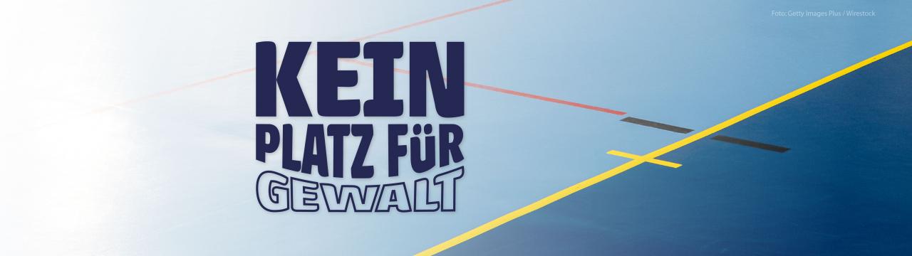 "Kein Platz für Gewalt" auf blauem Hintergrund