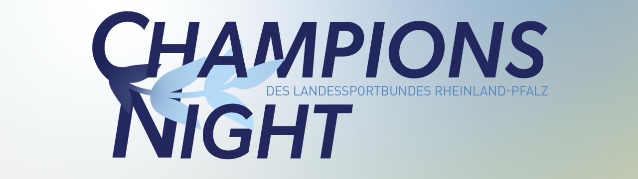 "Champions Night" inkl. Datum und Save the Date auf hellblauem Hintergrund
