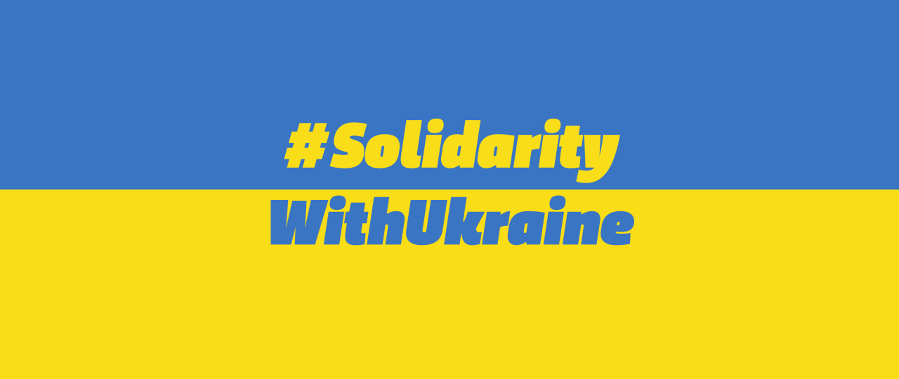 Ukraine Flagge mit # Solidarität 