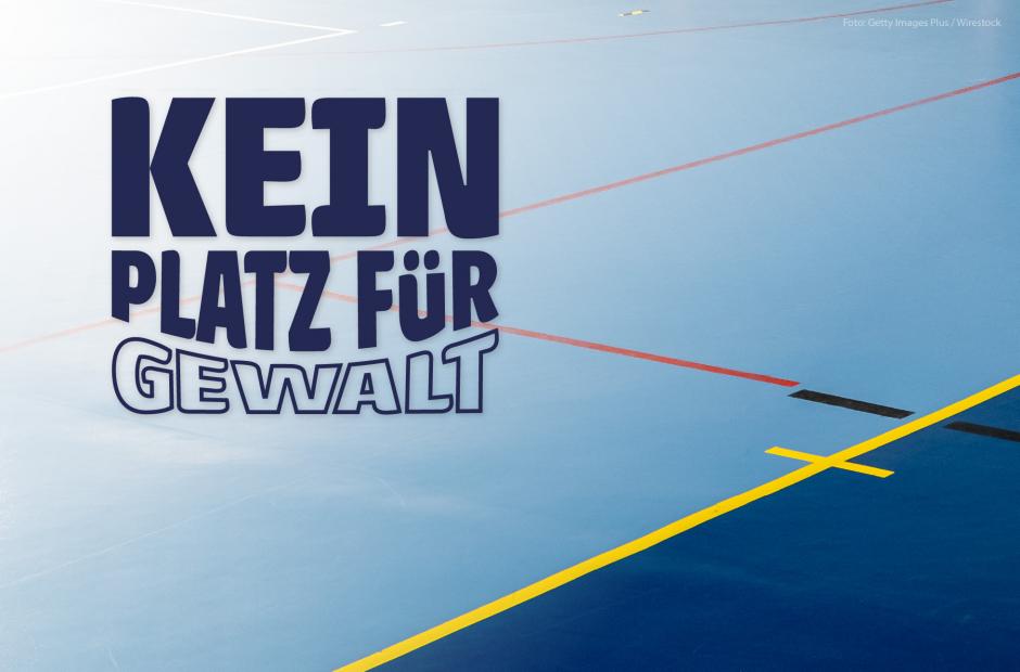 "Kein Platz für Gewalt" auf blauem Hintergrund