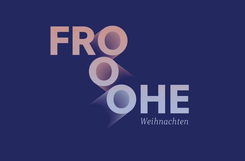 Frohe Weihnachten auf blauem Hintergrund