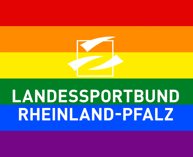 Logo LSB hinter den Regenbogenfarben der LGBT Bewegung