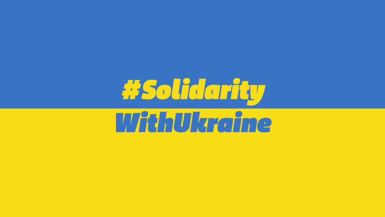 Ukraine Flagge mit # Solidarität 