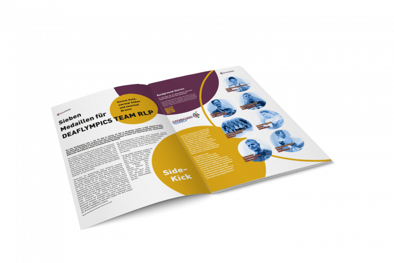 Das Mockup der Deaflympics-Seiten in der SportInForm - Ausgabe Juni.