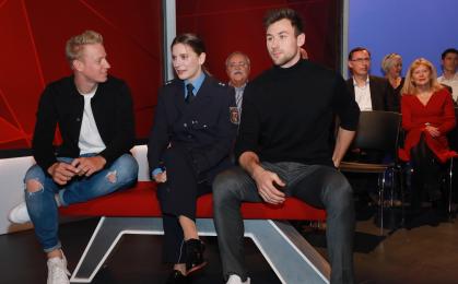 Die Landessportler des Jahres Miriam Welte und Niklas Kaul im Gespräch mit Zweitplatzierten Pascal Ackermann