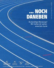 "...noch daneben" auf Foto von blauer Tartanbahn