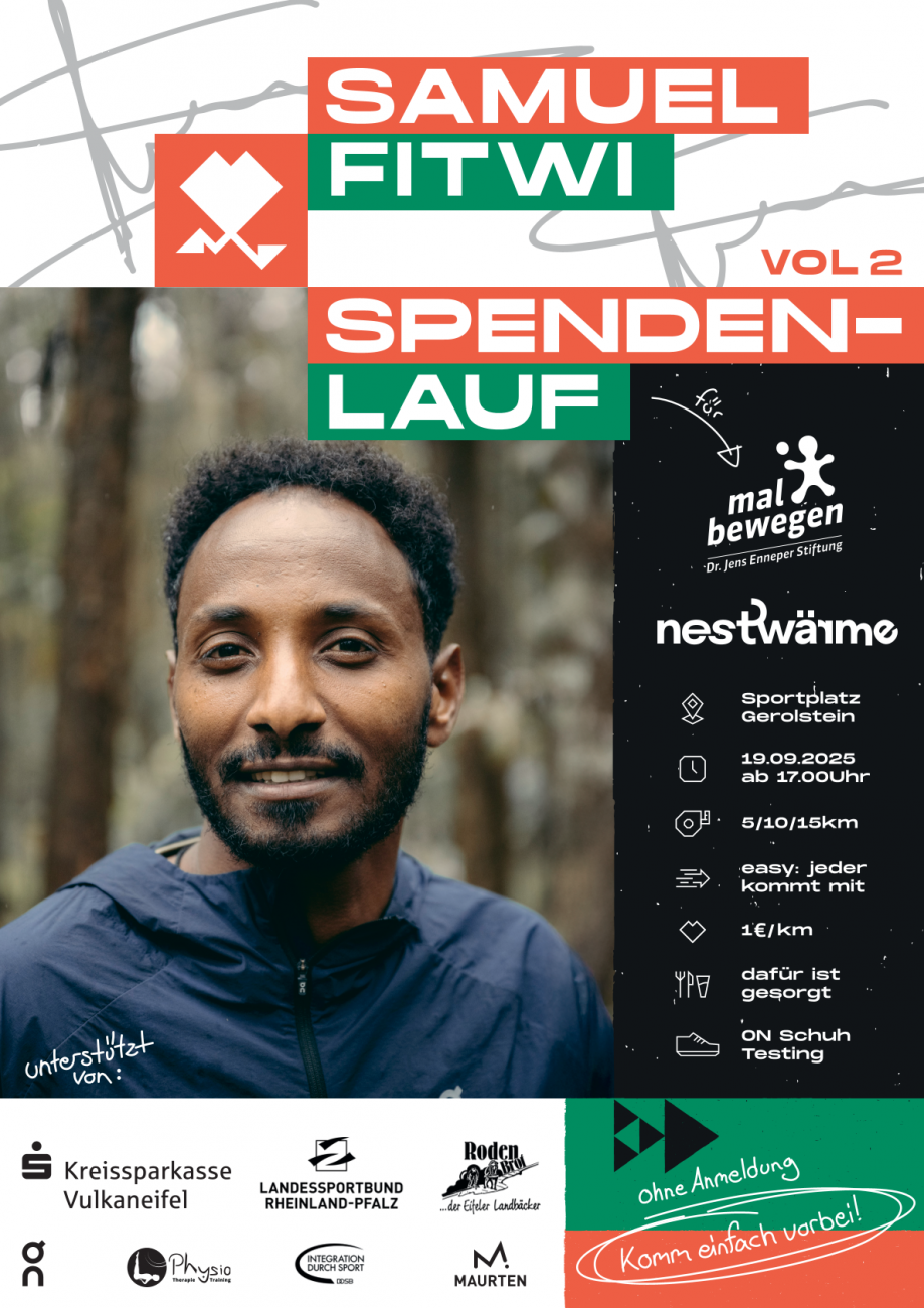 Flyer Spendenlauf Samuel Fitwi