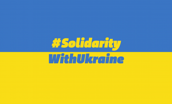 Ukraine Flagge mit # Solidarität 