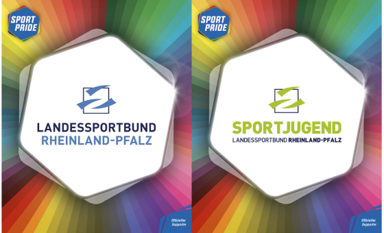 LSB-Logo und Sportjugend-Logo auf buntem Hintergrund