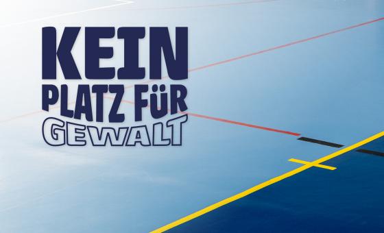 "Kein Platz für Gewalt" auf blauem Hintergrund