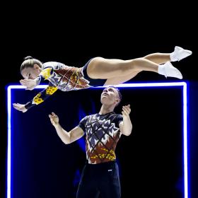 Aerobic-Auftritt von dem Duo Engel/Steinjan in Baku